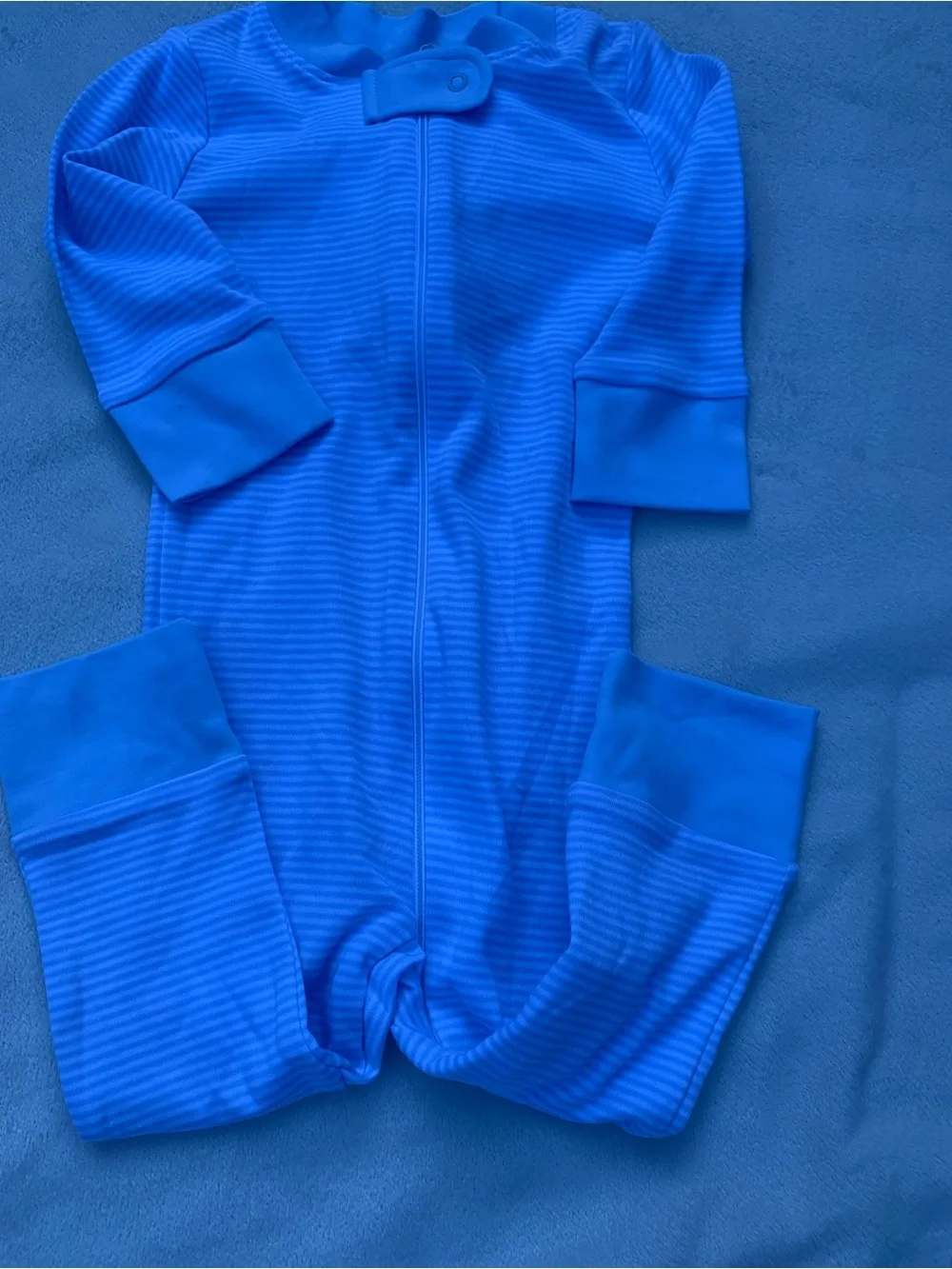 Classic Light Blue Striped Footed One-Piece for Kids